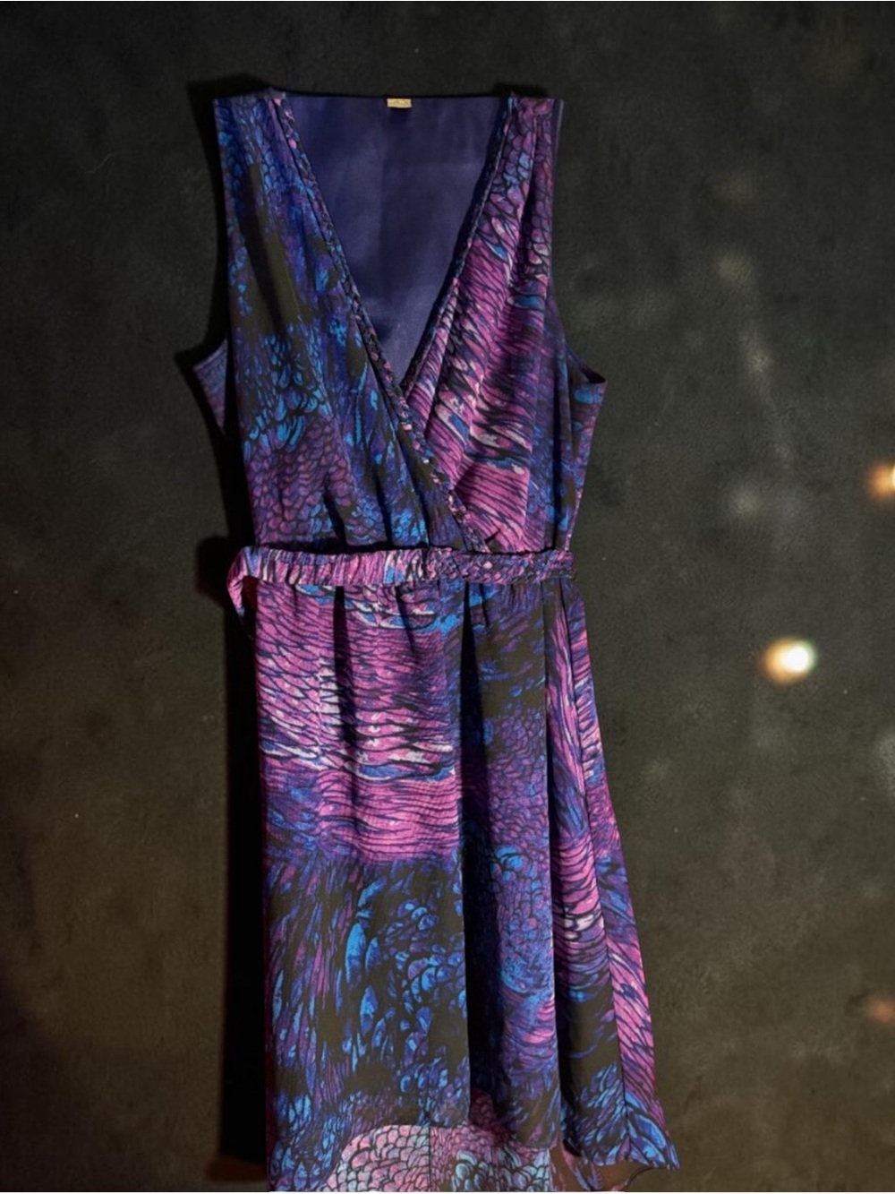 Charlie Jade Purple and Blue Abstract Design Sleeveless Dress Sz Med